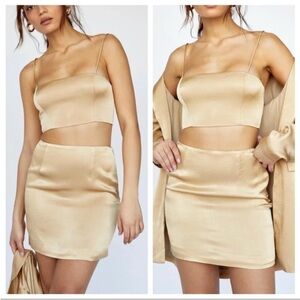 Fame & Partners x Free People Axel Skirt Set Champagne Size 12